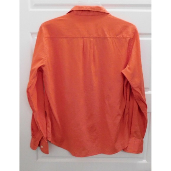 Christian Dior Vintage Orange Cotton Long Sleeve Top Button Down Blouse‎ sz 12 - Picture 2 of 3